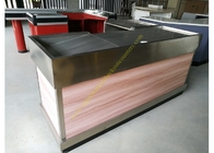 Stainless Steel / Wood Cashier Checkout Counter Electrostatic Spray Surface Treatment