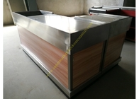 Stainless Steel / Wood Cashier Checkout Counter Electrostatic Spray Surface Treatment