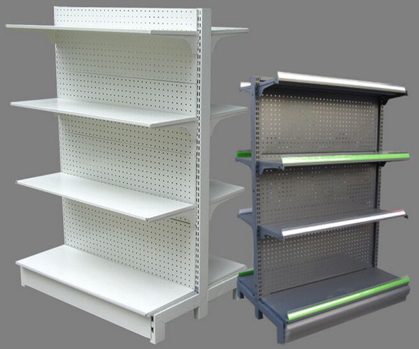 White / Gray Supermarket Display Shelving 100KGS 900mm Double - sided