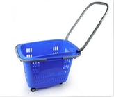 سلال التسوق البلاستيكية مع مقابض ، عربة التسوق بعجلات سوبر ماركت 4