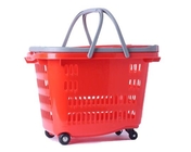 التخزين المتداول سلال عربة التسوق البلاستيكية مع عجلات ومقابض